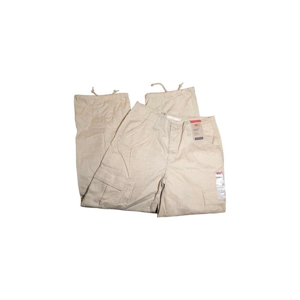 ⭐E5 Levi's 94 Baggy Cargo Pants Adjustable Hem - Size 28 × 30 - Khaki